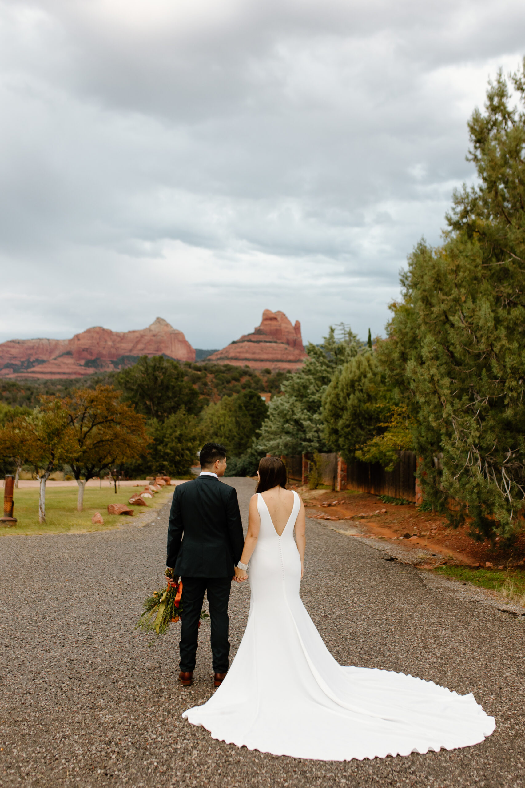 Couple just married at Sedona Heritage Museum in Sedona, Arizona