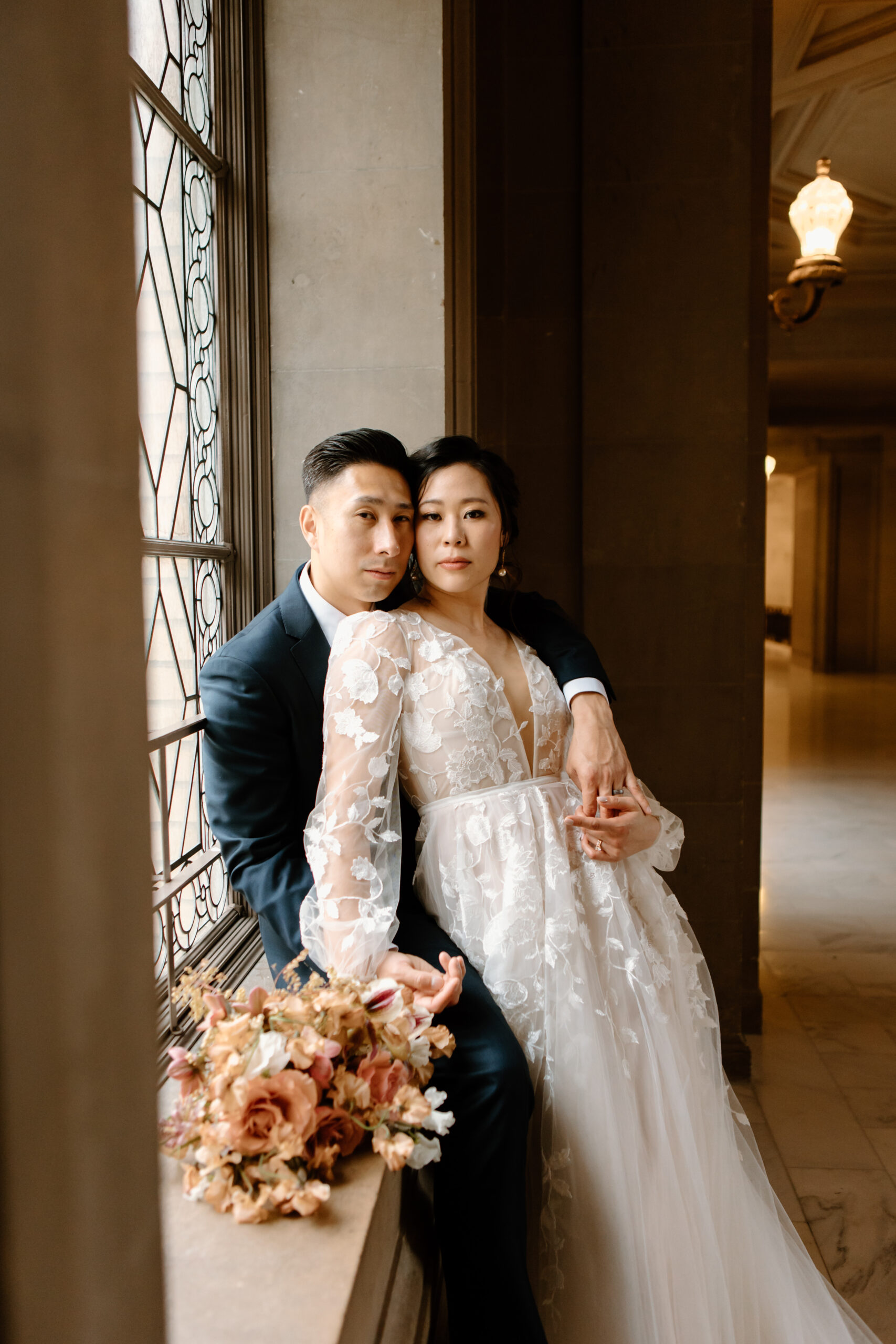 Bride and groom newlyweds at San Francisco City Hall