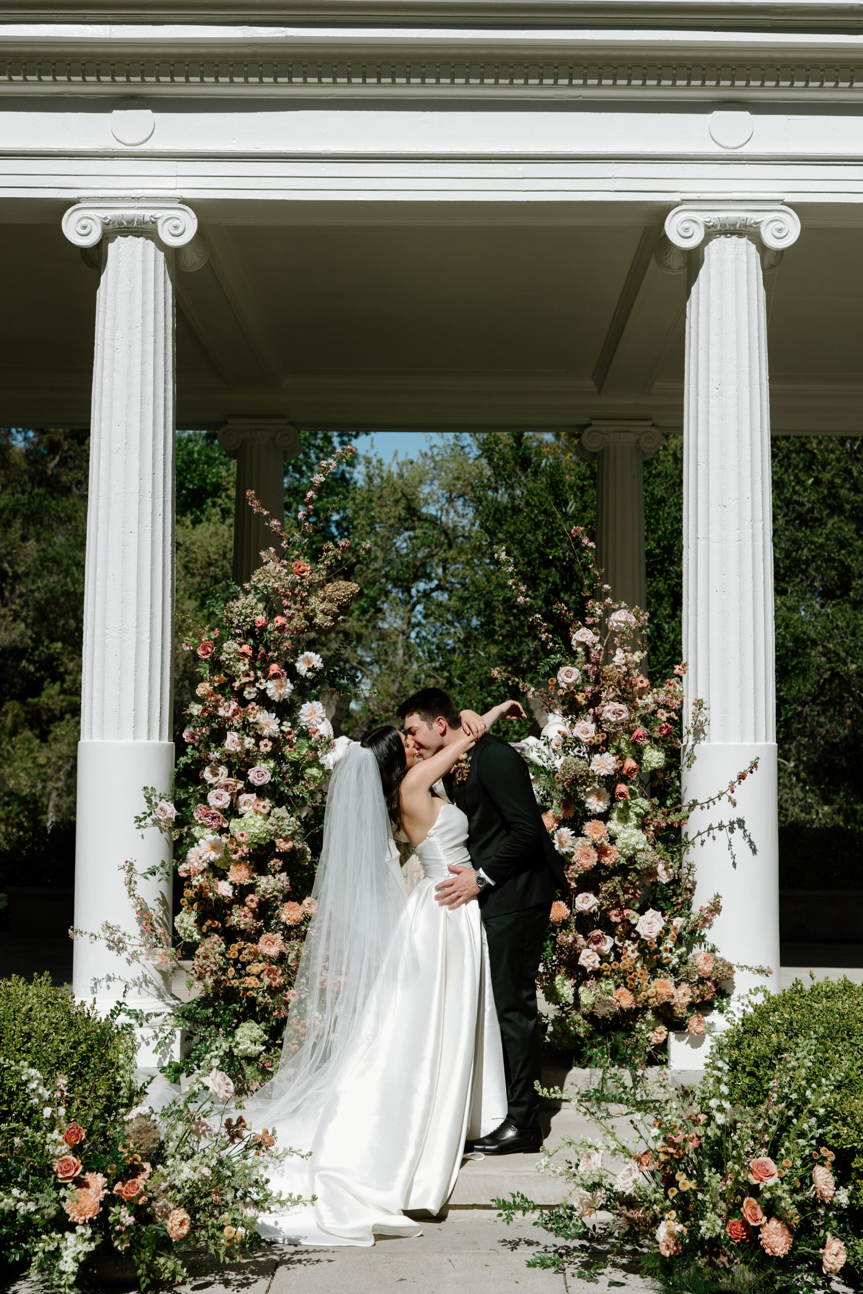Montalvo arts center ceremony bride and groom kissing at the altar